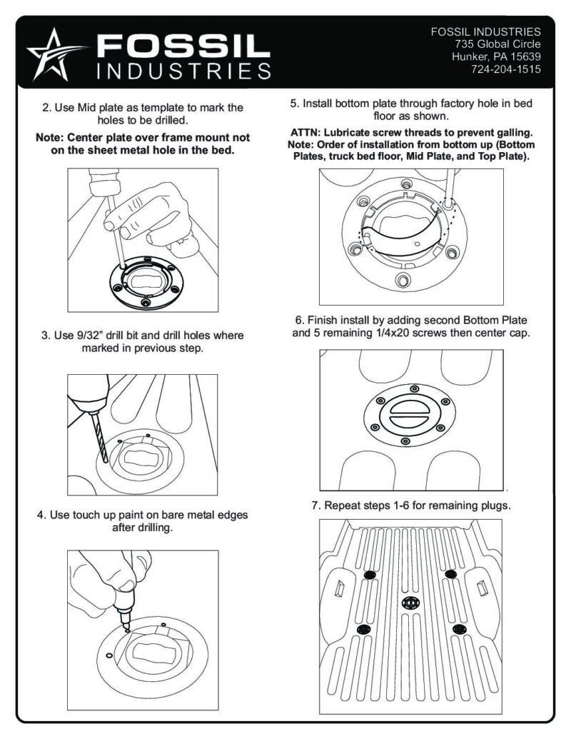 Instructions Bed Plug Cover Kit for Dodge Ram Trucks